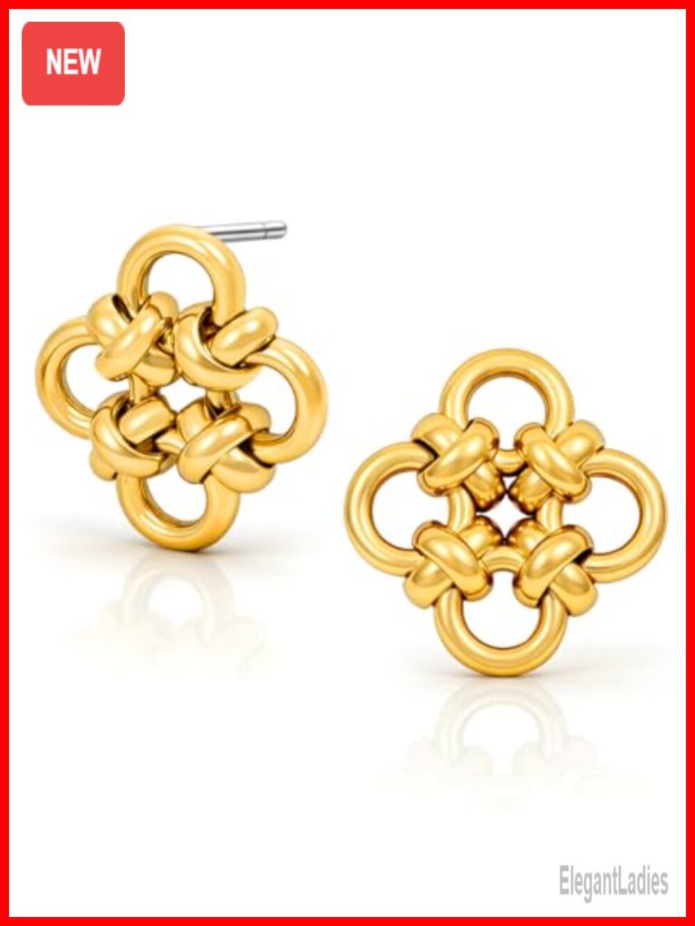 Gold Plated Drop Dangle Earrings Korean Knot Hypoallergenic